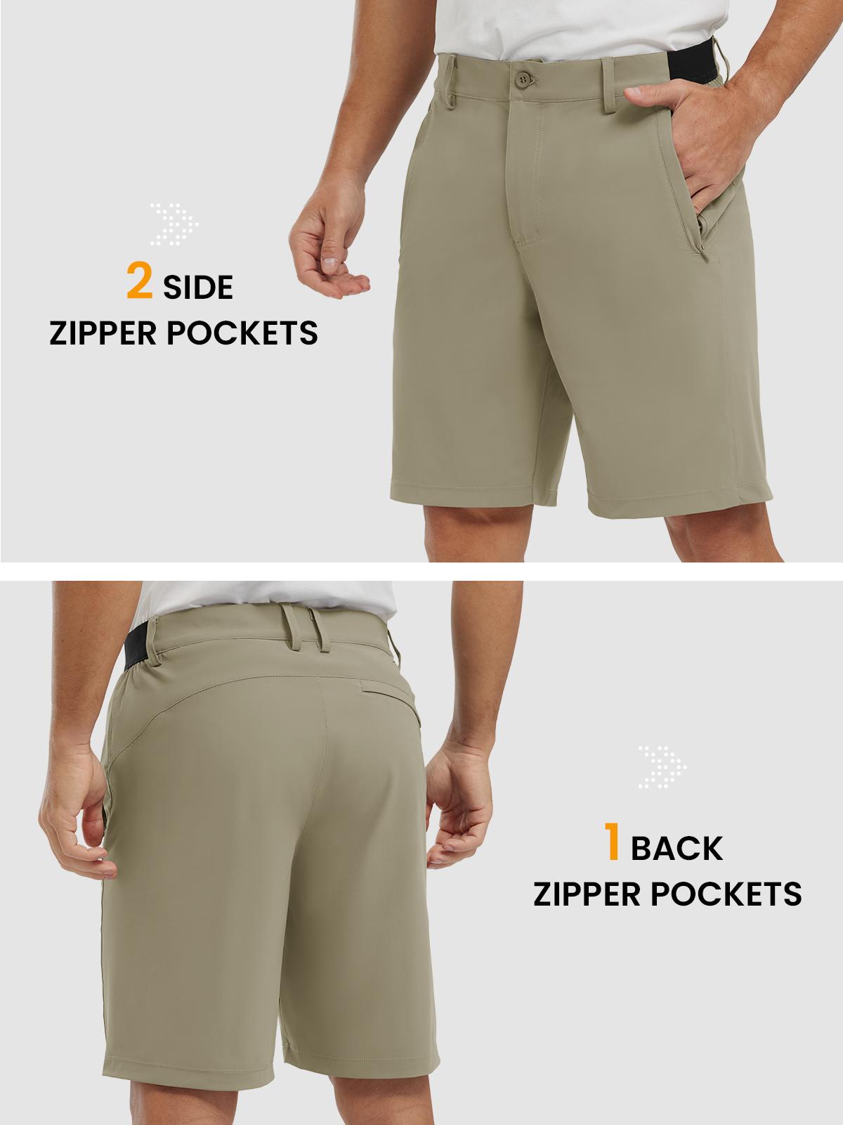 GOPUNE Men's 4-Way Stretch Shorts Quick Dry Casual Work Golf Pants Lightweight Breathable Zip Pockets Pants  Summer Outdoor Bottoms #summervibes #outdoorfun
