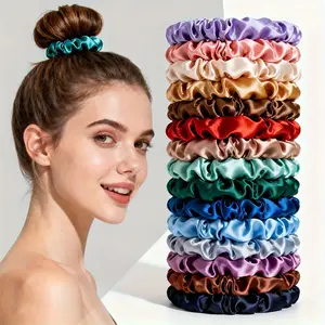 19pcs Set - Non-Damaging Thin Scrunchies Hair Ties for Women & Multi-Color Mix (Blondes, Brunettes, Redheads) | Bohemian/Minimalist - Stretchy Elastics for Ponytails, Buns, Braids | Gentle for Fine Hair - Bulk Hair Accessories Gift