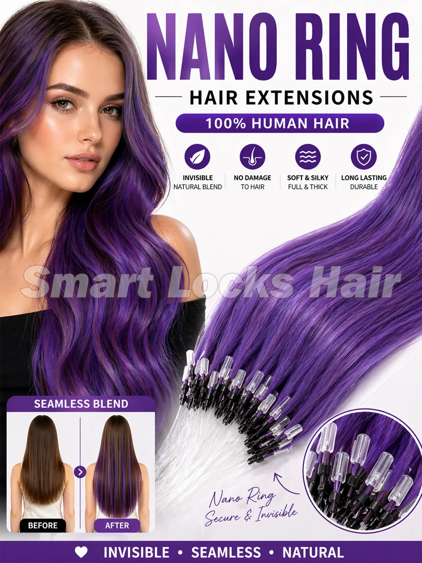 Fantasy Color Hair Extensions – Purple Blue Green Pink Grey | Soft & Natural Remy Hair Realistic Feel  TikTok Viral Colored Hair Extensions | Soft Straight Remy Hair | Multi Shades Available