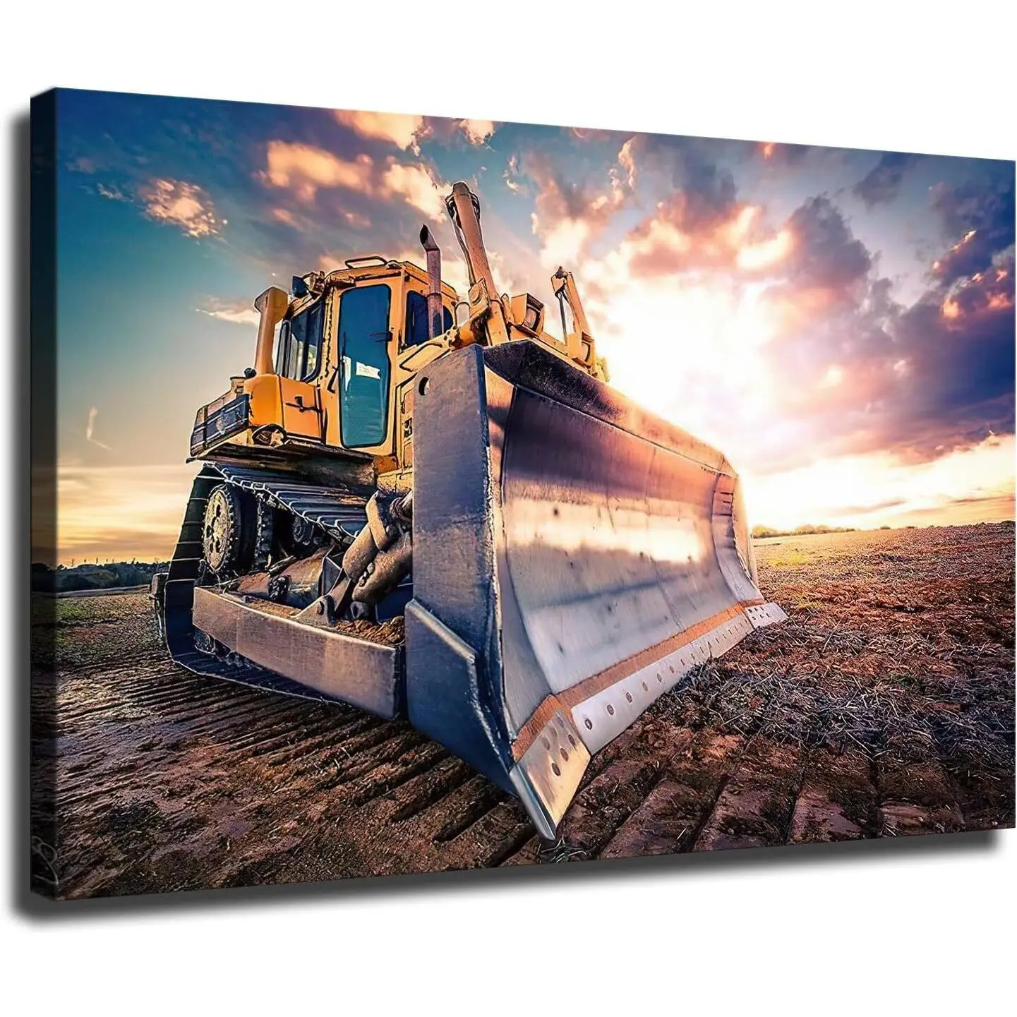 Bulldozer Heavy Construction Equipment Poster - Waterproof, Multi-Size Canvas Print with Tube Packaging, Kid Room & Study Wall Art, Home Decor Gift for Office & Classroom, Bedroom