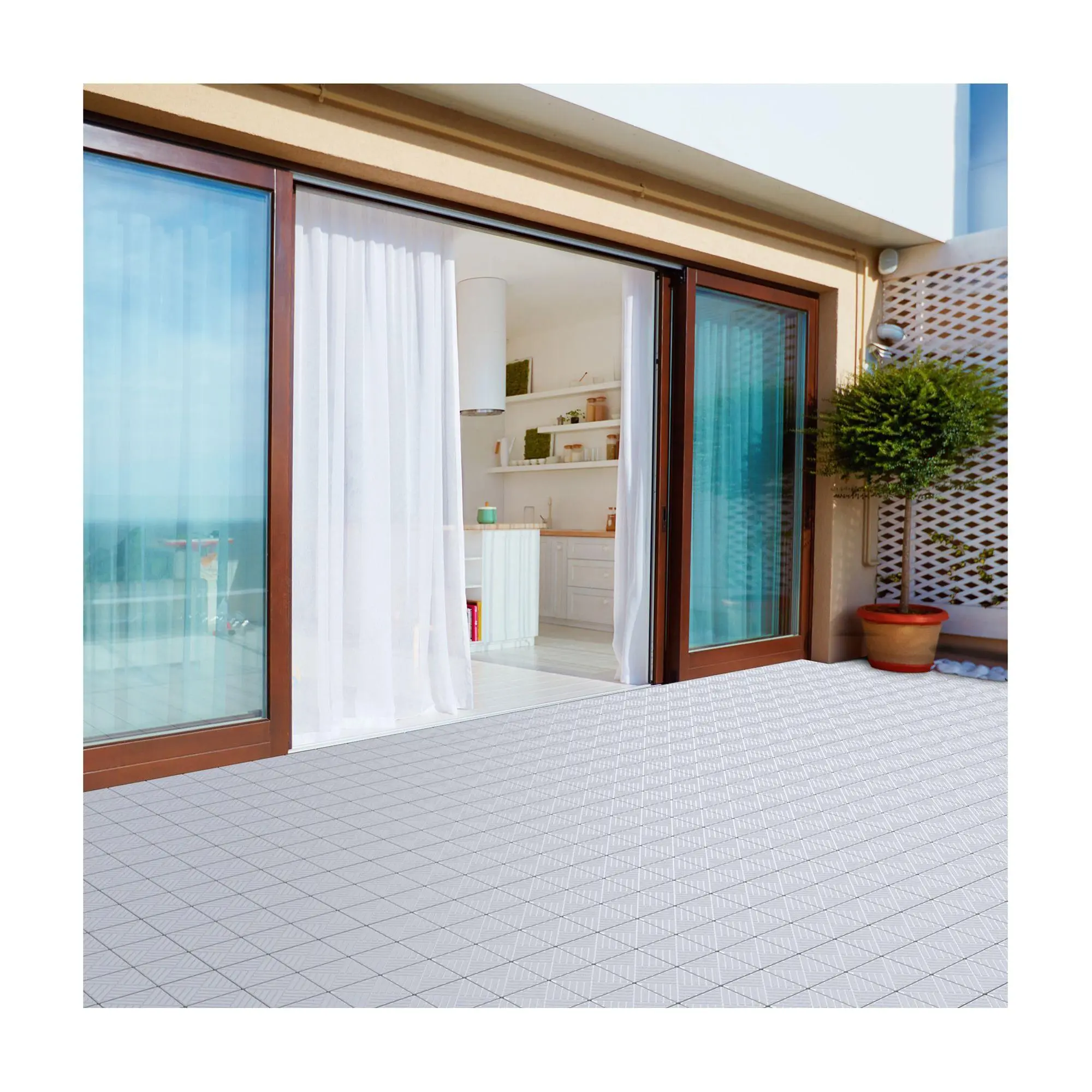 Pure Garden Deck Tiles 6-Pack Interlocking Patio Tiles