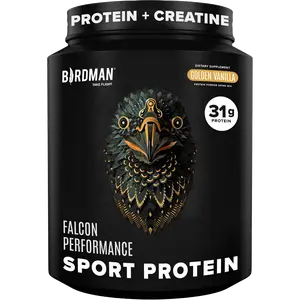Falcon Performance Sport Protein Powder with Creatine - Vanilla Flavor - 1.89lbs - 31g Protein + 5g Creatine Monohydrate & BCAAs - Vegan - Sugar Free - Optimum Muscle Recovery - Fitness Supplement