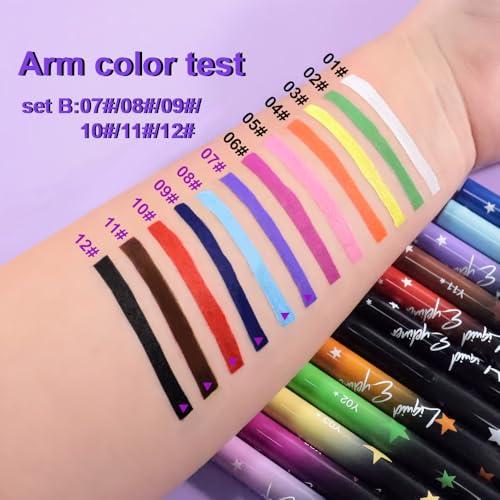 evpct 6Pcs Matte Eyeliner Set Pack Waterproof Smudge Proof, Lavender Purple Sky Royal Blue Red Brown Black Eye Liner for Face Body Paint, Longwear Eyeliners Waterline Thin Quick-dry 02
