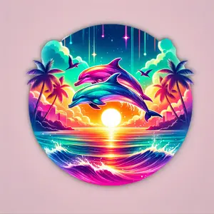 Dolphin Sunset Beach, Dolphins, Summer Design - DTF Transfer - THIS IS NOT A T-Shirt or Digital Product