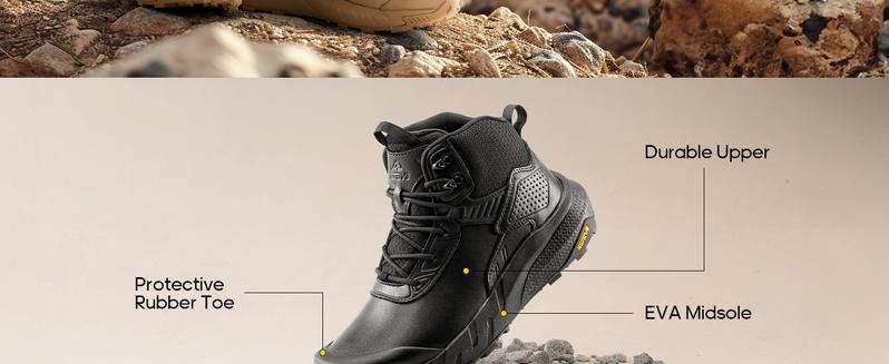 NORTIV 8 Men's Waterproof Military Tactical Work Boots Leather Motorcycle Combat Lightweight Non-Slip Hiking Boots for Men Defender Ankle-high Protection Durable Breathable Fabric - Outdoor Footwear