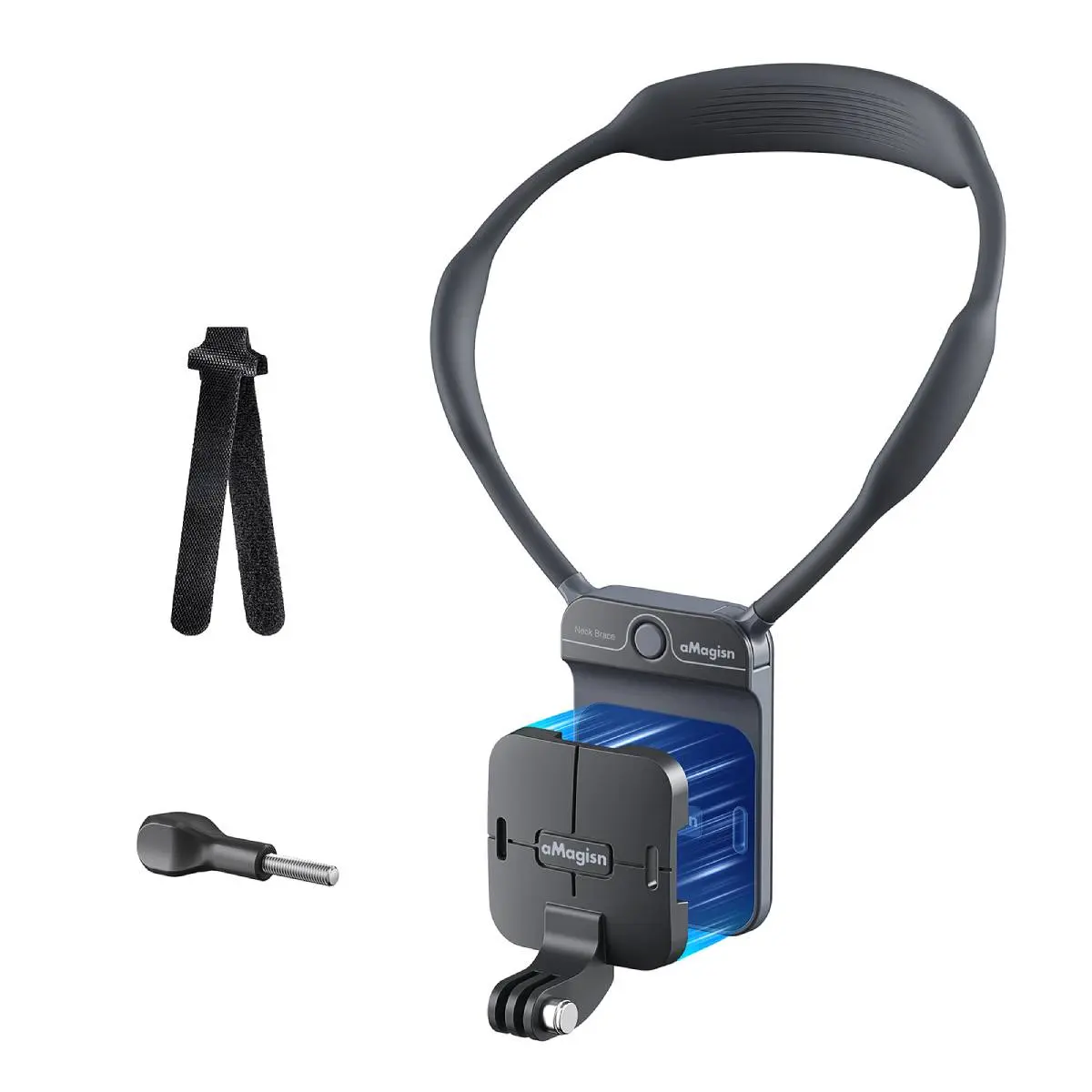 Invisible Magnetic Neck Mount for Action Cameras with 8 N52 Magnets, Soft Silicone Strap & Optional Phone Clamp for GoPro, Insta360, DJI Osmo Action & POV Vlogging