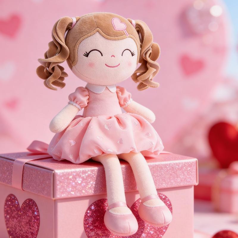Gloveleya Valentine Gift Doll Princess Heart Doll Soft Cuddle Toy for Girls Perfect Valentine’s Day Gift Idea for Kids 0 to 6 Years