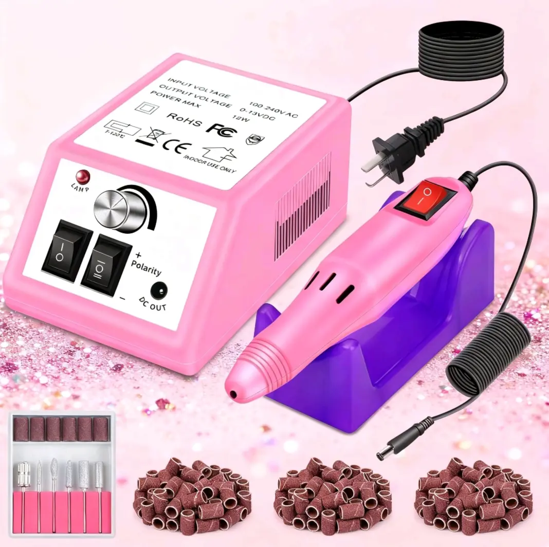 Professional Finger Toe Nail Care Electric Nail Drill Machine Manicure Pedicure Kit Electric Nail Art File Drill with 156pcs of Sanding Bands