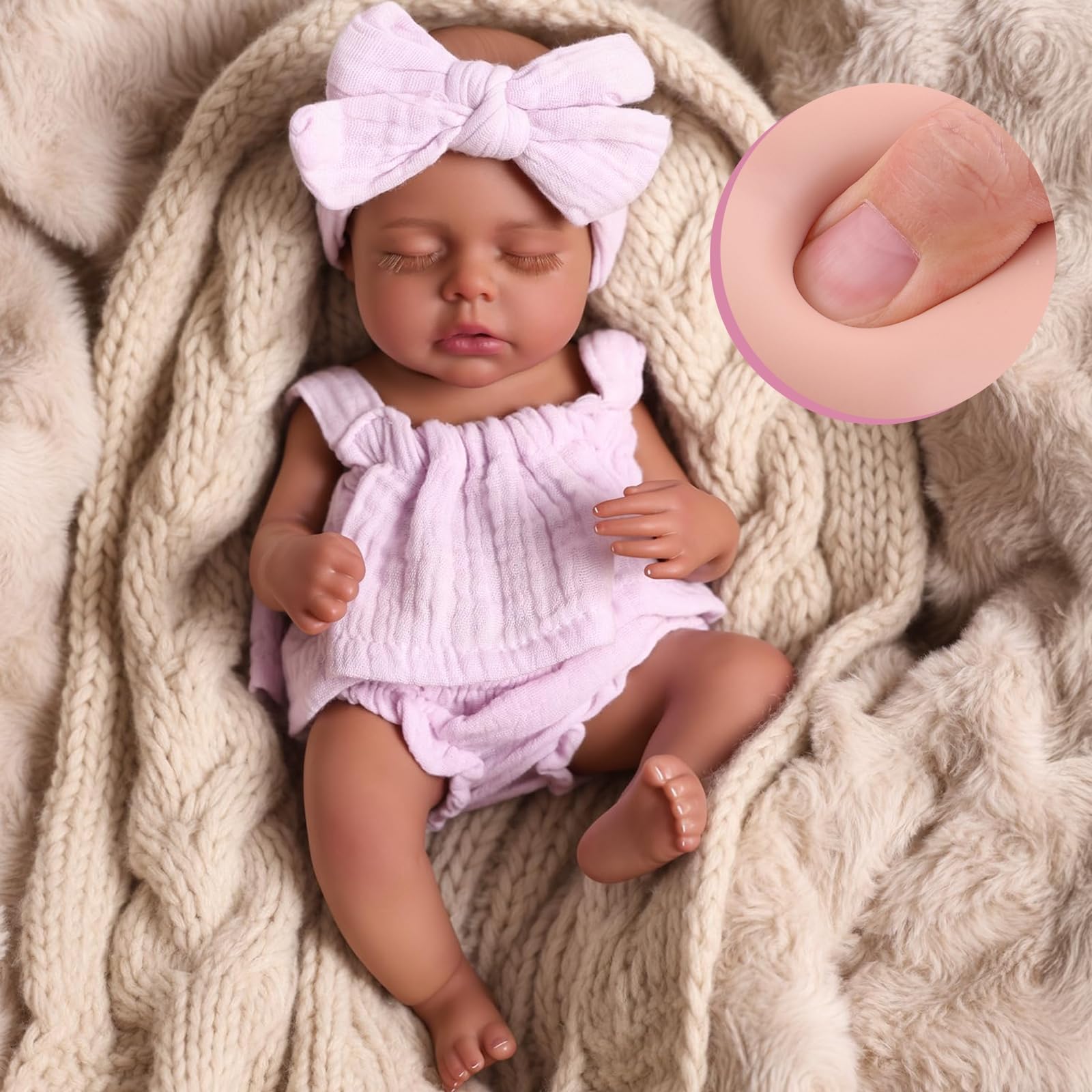 Babeside Newborn Real Life Reborn Baby Doll Dark Skin Black African American Toddler Doll Laney with Cloth Body for Kids Age 3 Rebornbabydoll