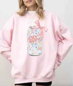 Floral Dr Pepper Soda Can Sweatshirt, Dr Pepper Soda Graphic T-Shirt, Gift For Women, Unisex Cotton Casual Streetwear Top for Women