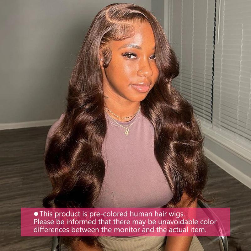 Bling Hair 30 32inch Chocolate Brown Body Wavy 13x4 Transparent Lace Front Human Hair Wigs Pre-plucked 180Density 13x6 Frontal Transparent Lace Wig For Women TikTokShopBlackFriday