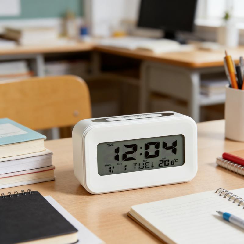 DAYBETTER Battery Operated Digital Alarm Clock with HD Screen Multi-Function Desk Clock with Snooze Night Light Date & Temperature Display for Bedroom Office Travel