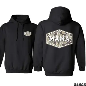 Camo Graphic Outdoor Mama Hoodie Sweatshirt, Cozy Unisex Pullover for Strong Moms Who Love Hunting Style, Trending Bold Back Print Apparel Made In The USA		