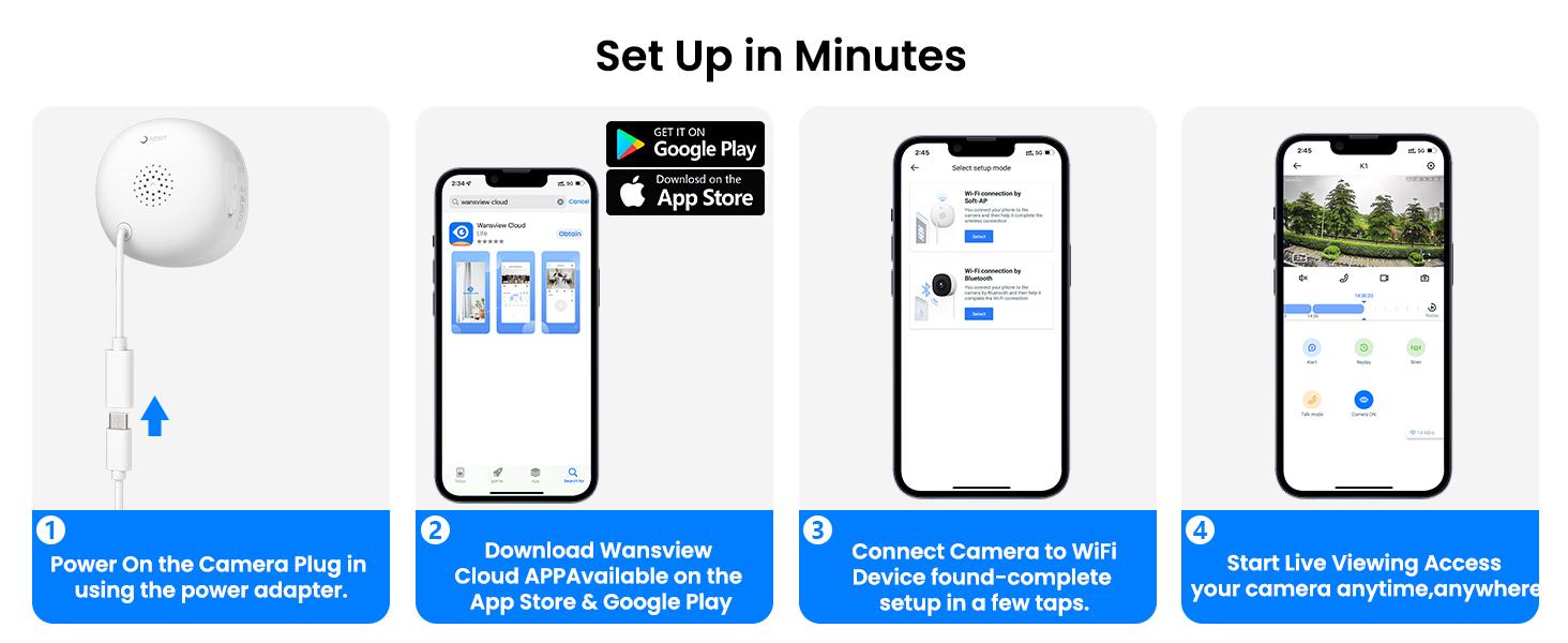 Wansview 3MP 2K Window Security Camera, Low Power <6W, 16X Digital Zoom, 2.4GHz WiFi, AI Full-Color Night Vision, Person & Motion Detection, 24/7 Recording, SD/Cloud Storage(optional),Easy Setup, Works with Alexa & Google Home, ONVIF/RTSP