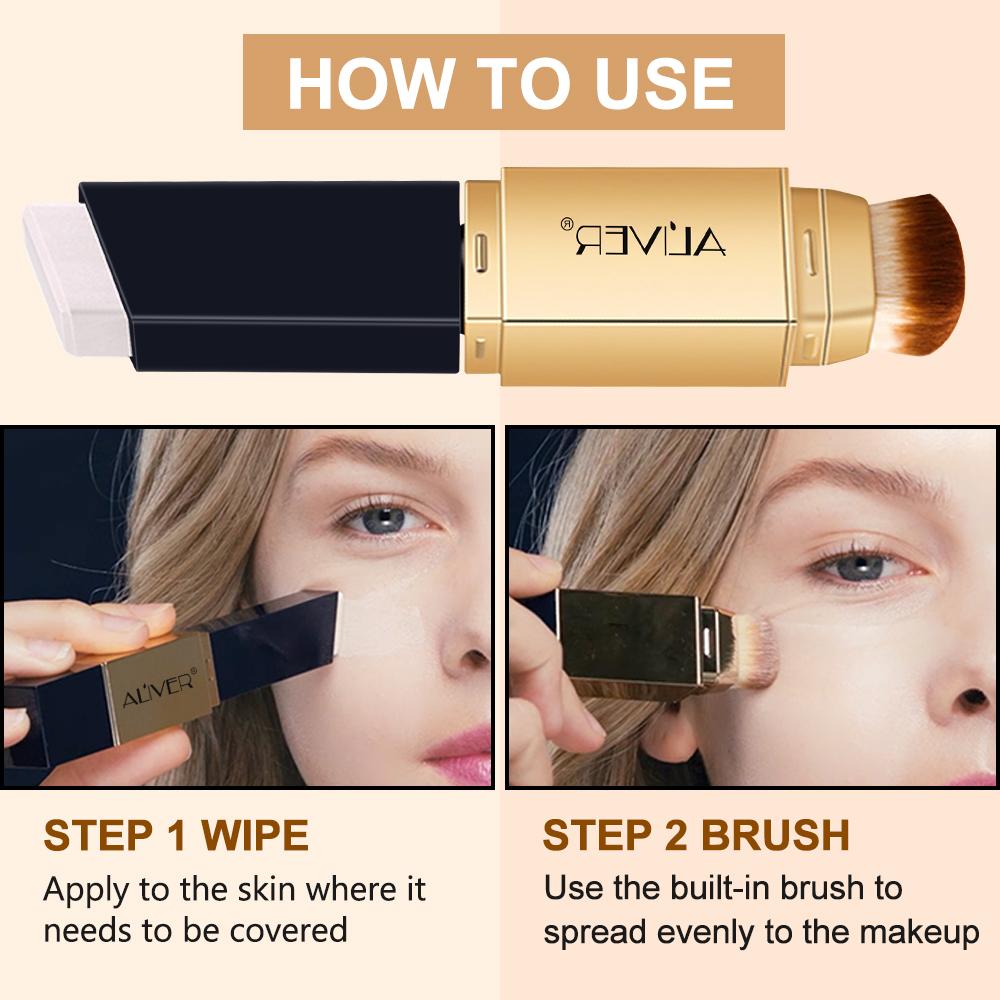 Aliver 2-in-1 Color Changing Concealer Stick with Cosmetic Brush, Brightening Long-Lasting Concealer for All Skin Types (Ivory/Natural Tan/Espresso) – Covers Acne, Doubles as Foundation Aliver 2-in-1 Color Changing Concealer Stick with Cosmetic Brush, Brightening Long-Lasting Concealer for All Skin Types (Ivory/Natural Tan/Espresso) – Covers Acne, Doubles as Foundation