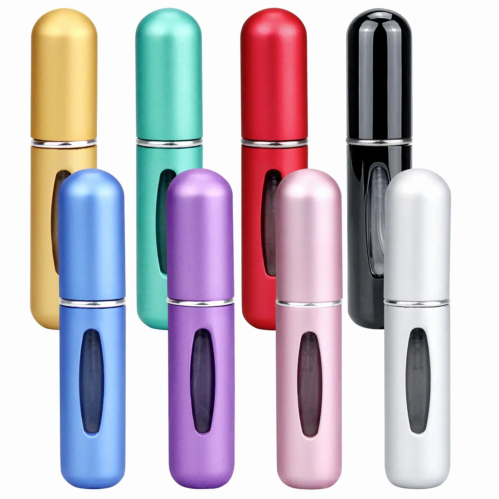 8-Pack Refillable Perfume Atomizer Set, 5ml Mini Travel Bottles for Everyday Carry, Portable Vanity Organizer with Tin Case for Women, Christmas Gift, Travel Organizers, On The Road, Metallic, Waterproof, Fragrance Atomizer Travel Organizers