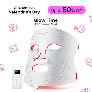 Wavytalk Glow Time LED Therapy Face Mask for Anti-Fine Line, Anti-Acne, and Skin Rejuvenation with Red, Near-Infrared Light, Blue and Amber Light,Perfect Gift