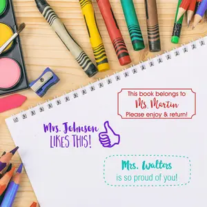 Personalized Teacher Stamp Self-Inking | Custom Name Stamp for Classroom Grading & Library Books