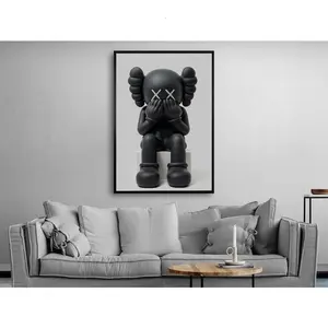 Black Kaws Print, Kaws Decor, Kaws Wall Art, Kaws Poster, Framed Wall Decor, Decorative Wall Art, No Frame Decoration Gift Glossy Ornaments Artistic Room