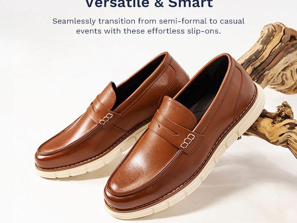 BRUNO MARC Men's Casual Dress Shoes Slip-on Lightweight Penny Loafers EZFlex GlideBreeze SpringStatements Supple PU Upper Comfortable & Versatile Footwear