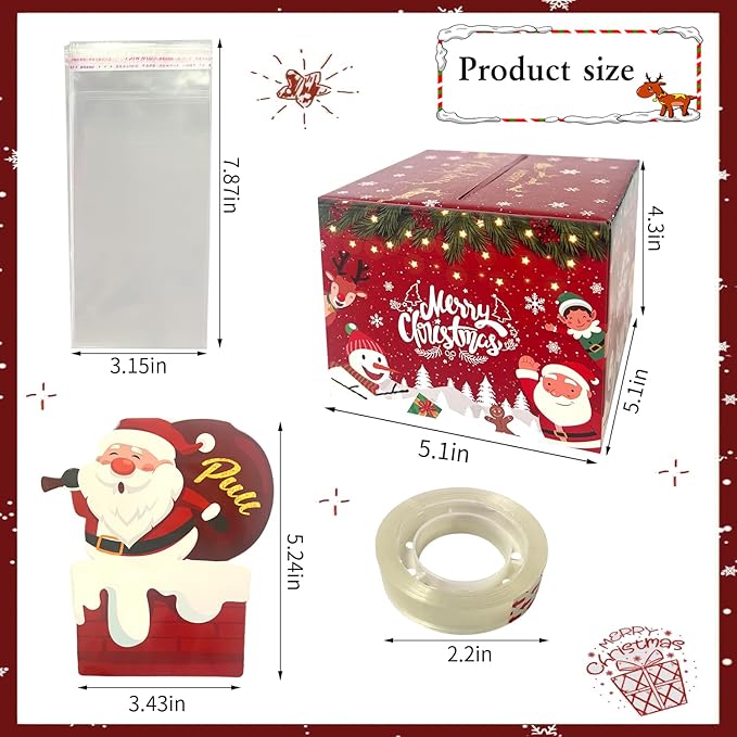 【FaddishDeal】Mery Christmas Money PullOut Gift Box - Fun Surprise Cash Holder for Friends, Wives, Sisters, Holiday Party Accessory Decorations Supplies Ornaments.excellent gifts for Christmas and new year，Must-buy on Black Friday