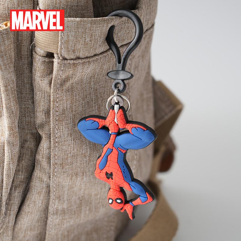 1PC Marvel Iron Man Deadpool Spider-Man Keychain Officially Licensed Novelty Collectible Super Hero Anime Peripheral Backpack Decoration Car key Pendant Desk Ornament Durable PVC Soft Rubber Gift
