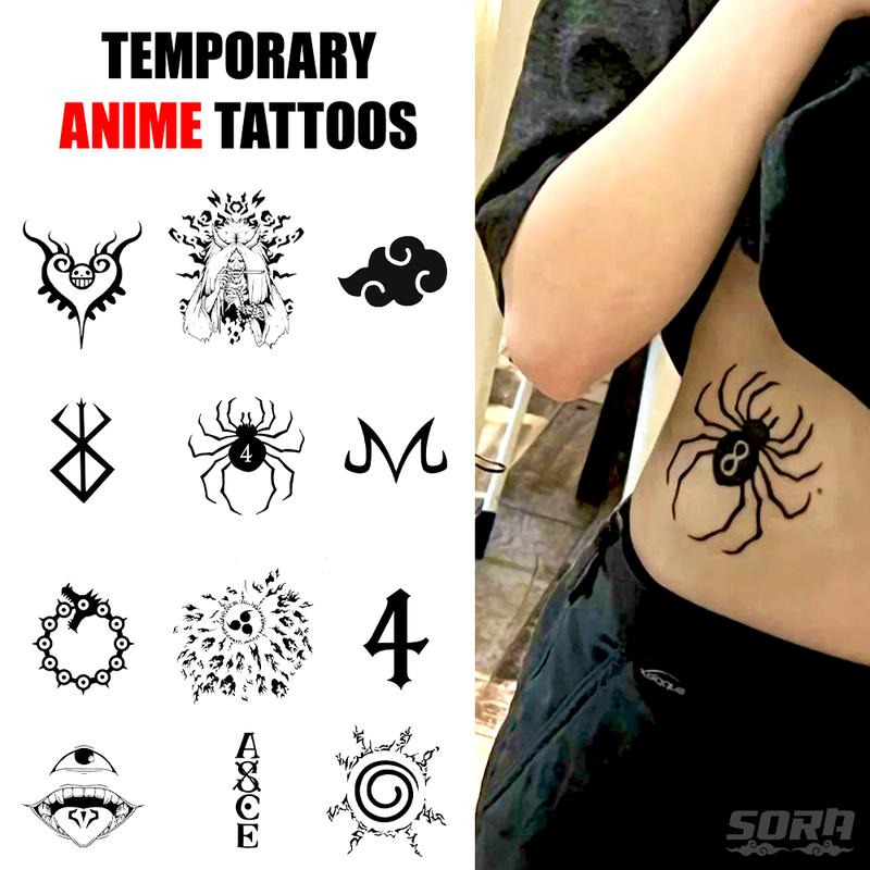 Anime Temporary Tattoos (1-2 Weeks) - Body Art Naruto One Piece HxH
