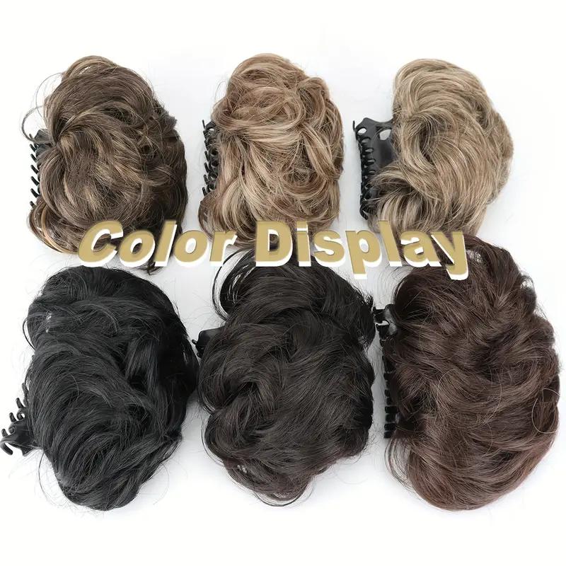 Missqueen Large Messy Bun Hair Piece Wavy Curly Scrunchies Human Hair Chignon Ponytail Hair Extensions Thick Updo Hairpieces for Women Claw Clip Ponytail Extension Natural Black Hair Clips for Women