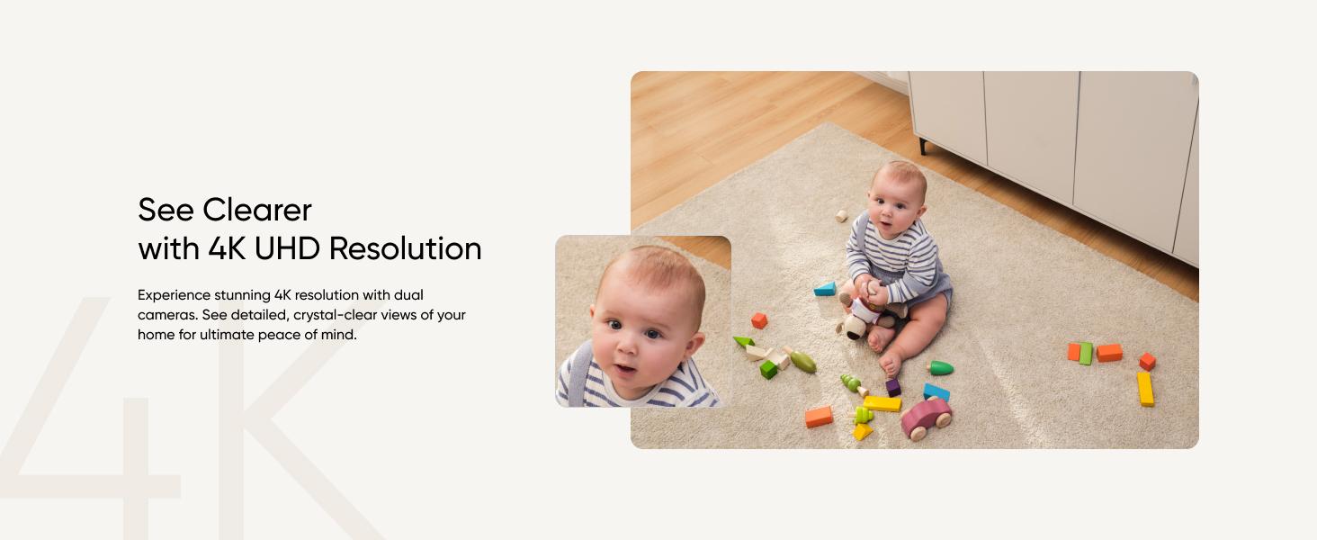eufy Security Indoor Cam S350, Dual Cameras, 4K UHD Resolution Security Camera with 8× Zoom and 360° PTZ, Human/Pet AI, Ideal for Baby Monitor/Pet Camera/Home Security, Dual-Band Wi-Fi 6, Plug in｜Spingtok