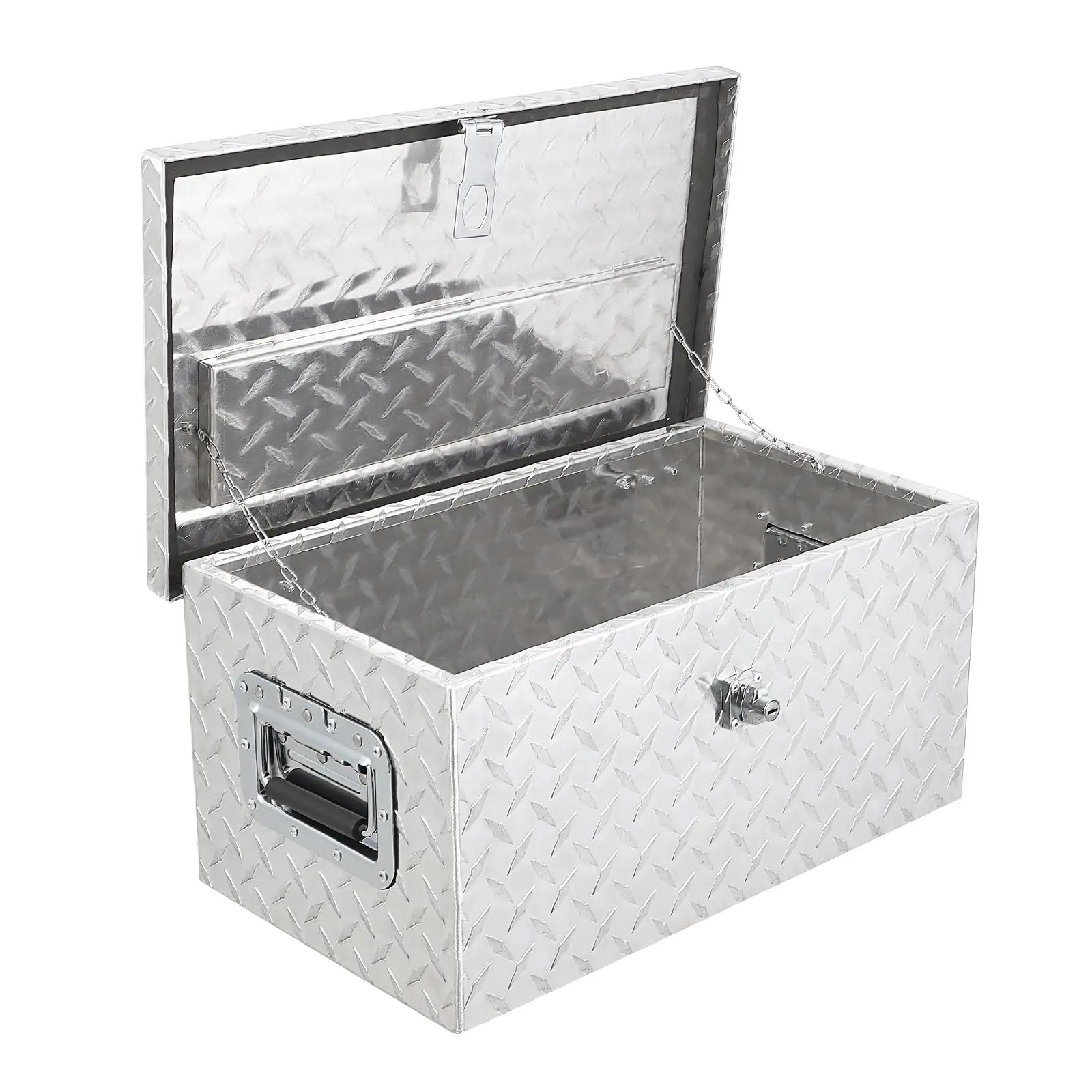 GARVEE 20-Inch Heavy Duty Aluminum Lockable Tool Box with Keys, Waterproof Storage, Sliding Shelf, Side Handle, Stainless Steel Chain (10.36 lbs, 21.06"l x13.78"w x11.02"h) for Truck Bed, Home, Holiday Jobsites