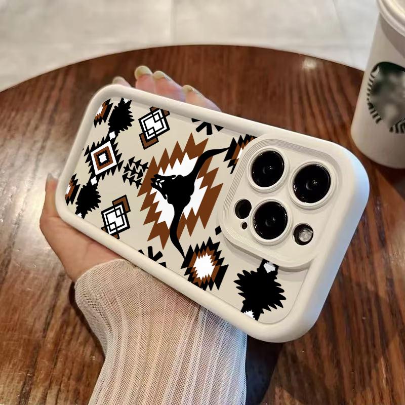 Western style long horn design Phone case for iPhone Samsung Galaxy cases 16Pro Max 16 14 13 12 11 XR XS Plus E S25 S24 S22 S23  Advanced fashion gift Full Body Protection Shockproof TPU Soft Silicone Cover