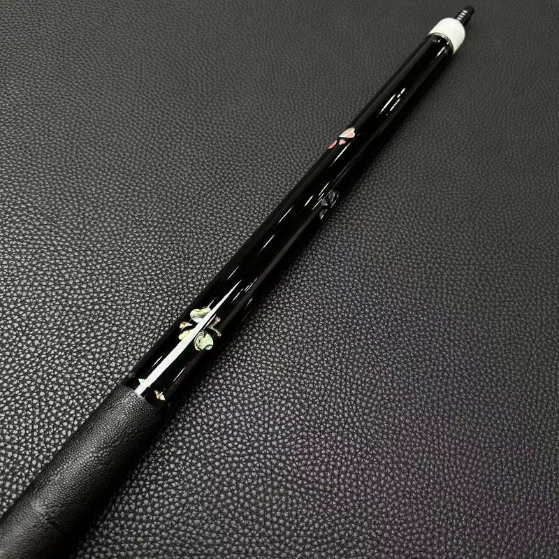 Carbon-Fiber Pool Cue LD Shaft with 1/2 Joint for Spin Control - Heavy-Duty Black Shell Inlaid Leather Grip, Water-Resistant & Splice-Proof Tip (11.8mm) w/ Extension - Professional Billiard Cue Stick