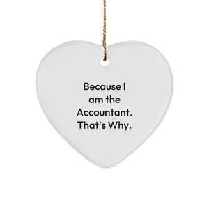Funny Accountant Heart Ornament Gifts from Friends to Accountant Men, Heart Ornament Quotes Because I Am The Accountant That's Why, Christmas Unique Gifts