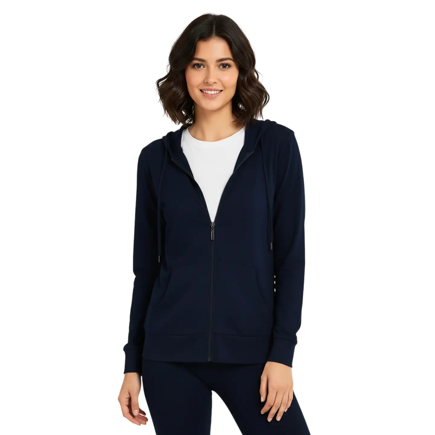 Women’s Lightweight Cotton Hoodie with Packets Full Zip Up Cotton Blend Drawstring Regular & Plus Size S-3XL Casual Zipper Hooded Sweatshirt Womenswear Activewear for Spring Fall Winter Outdoor