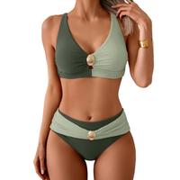 Green Color Block-cross Back