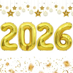2026 Balloons, 2026 Number Balloons, 2026 Gold Balloon, Foil Graduation Balloon for 2026 Graduation Decorations Class of 2026 New Year Anniversary Birthday Home Office Party Supplies Decor, 16 Inch