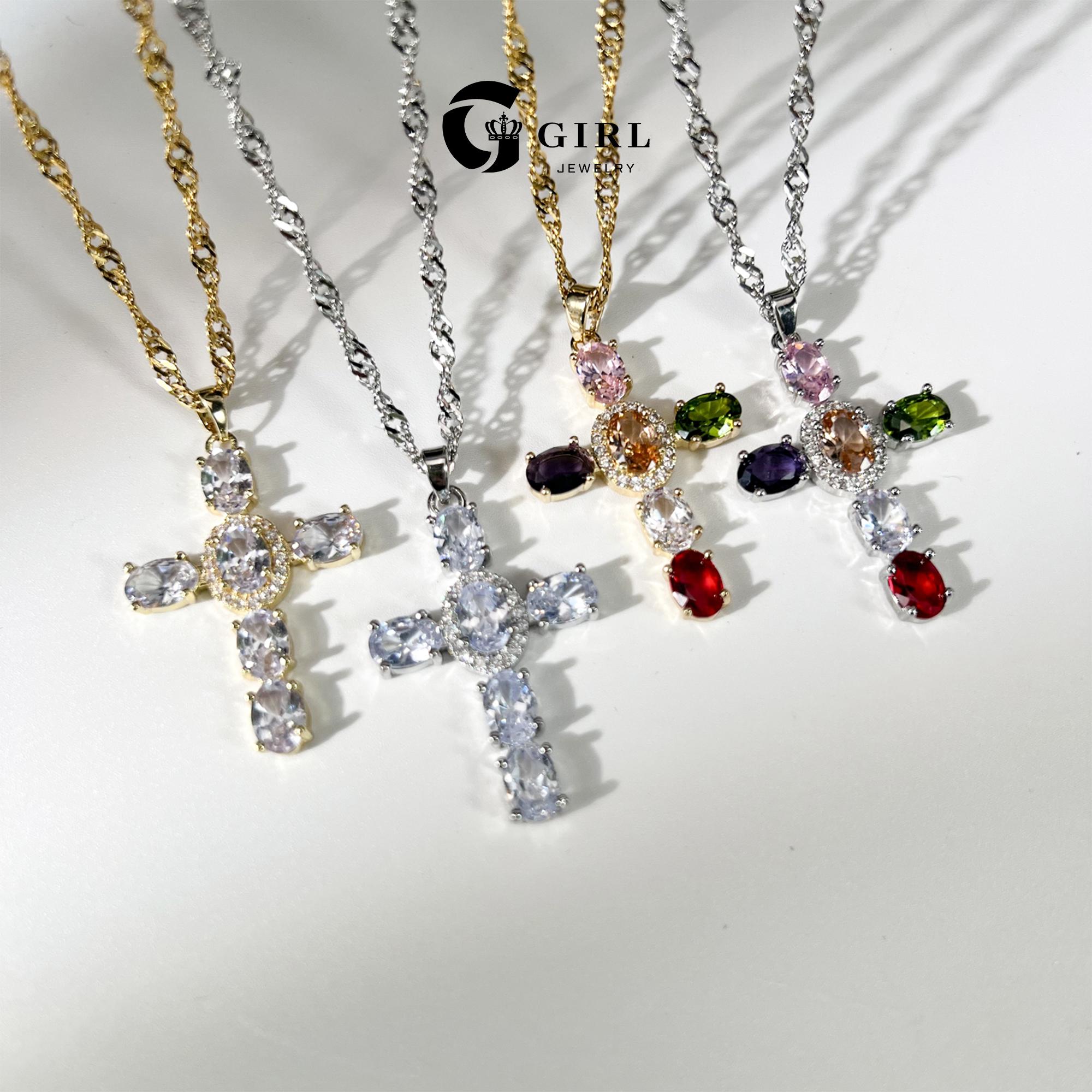 GGIRL 18K Gold Plated Dainty Cross Necklace for Women and man Cubic Zirconia Cross Necklace Faith Pendant Necklaces Trendy Stainless Steel Minimalist Fashion Jewelry Gift for Holiday Haul Christmas Birthdays Anniversaries