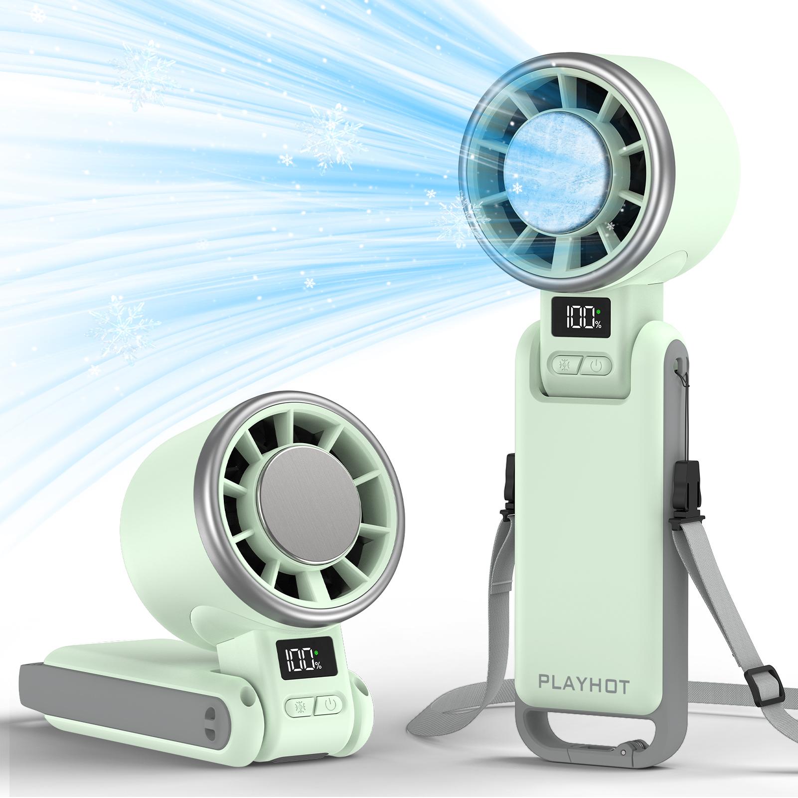 Ice-Cooling Turbo Fan | 5-Speed Handheld Portable Fan – 12H Rechargeable Personal Cooling Fan for Travel, Outdoor, Camping & Hiking | Perfect Gift for Him & Her