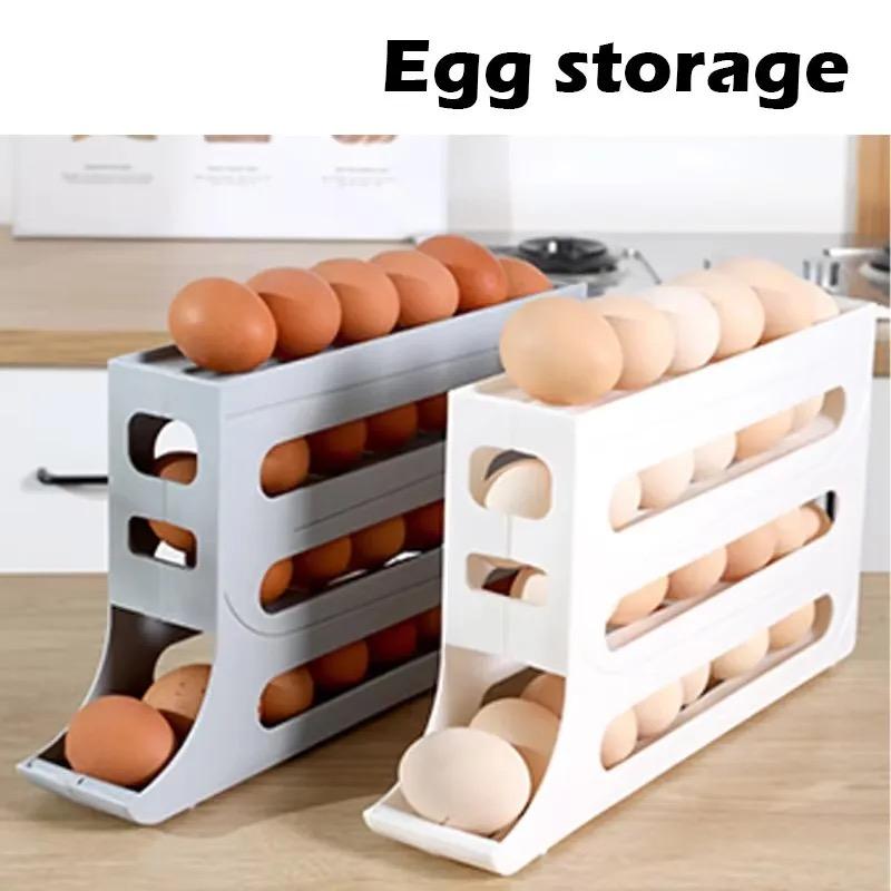 4-layer Egg Storage Box, Refrigerator Organizer Storage Automatic Egg Rolling Rack, Large CapacityRefrigerator Special Egg Holder Storage  Kitchen