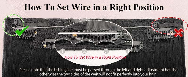 AISI HAIR 20 Inch Invisible Wire Hair Extensions with Transparent Wire Adjustable Size 6 Secure Clips Long Wavy Layered Natural Looking Thinner Double Weft Hairstyle Synthetic Hairextensions AISI HAIR 20 Inch Invisible Wire Hair Extensions with Transparent Wire Adjustable Size 6 Secure Clips Long Wavy Layered Natural Looking Thinner Double Weft Hairstyle Synthetic Hairextensions