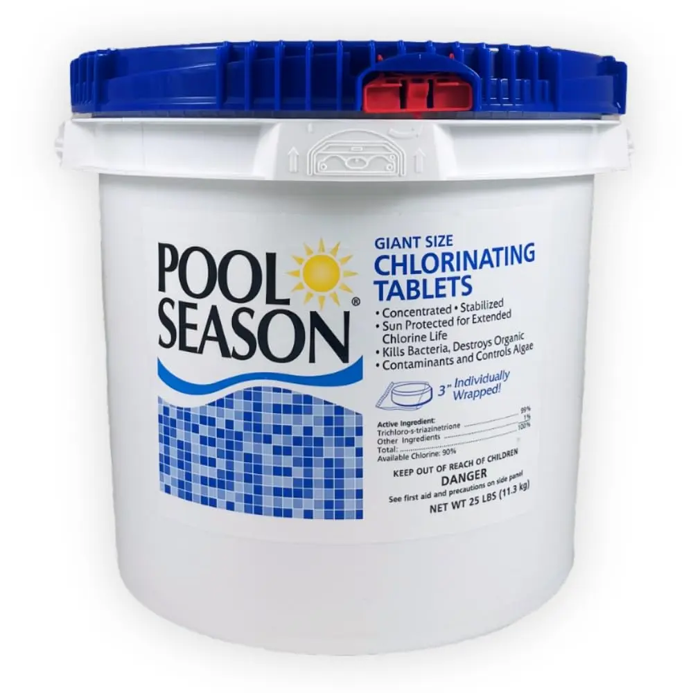 Pool Season Chlorine Tablets – 3 Inch Tri-Chlor Tabs for Swimming Pools, Slow-Dissolving and Stabilized, 90% Available Chlorine