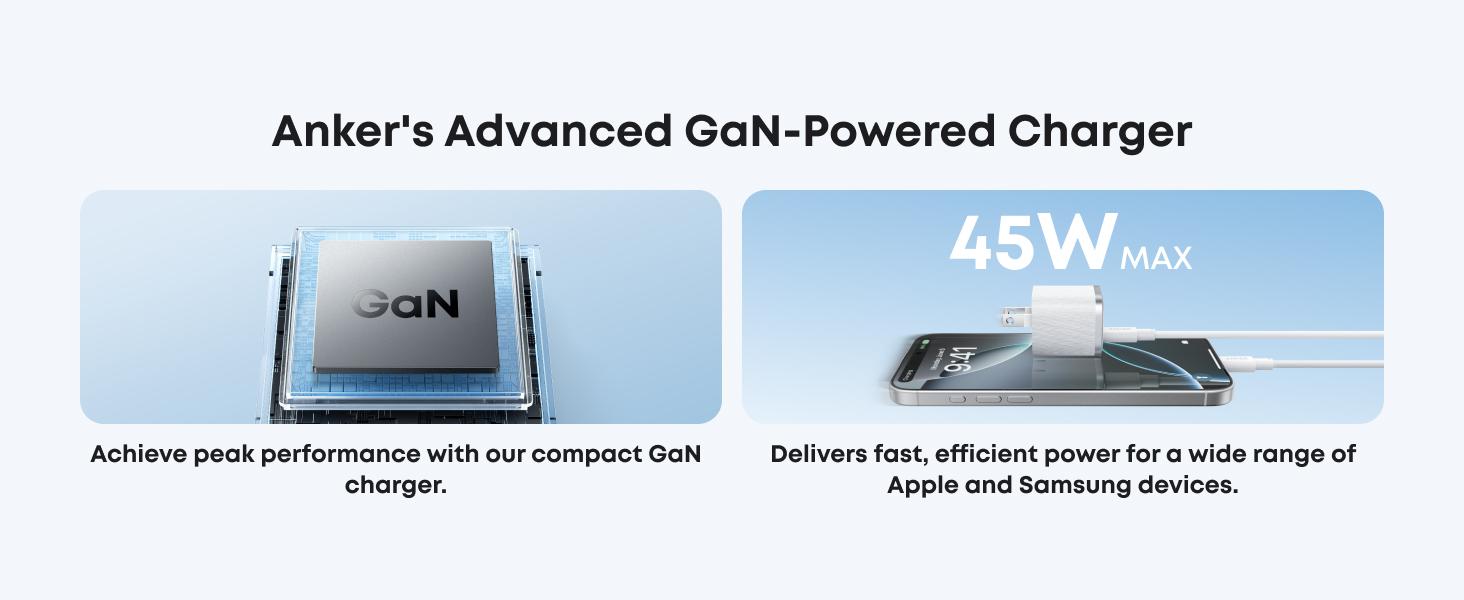 Anker Nano Charger (45W) with 6 ft USB-C Cable, Compact Foldable Plug, Compatible with iPhone 17 / 16 Series, iPad, Pixel 9, Galaxy S25 Ultra / S24, and More