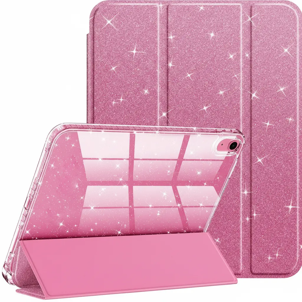 Coquette Aesthetic Sparkly iPad Air 11 Inch M3/ M2, iPad Air 5th/ 4th Generation 10.9 Inch Case, Luxury Rose Red Glitter Shockproof Shell with Pencil Holder & Auto Wake, Crystal, Smooth, Accessories, Tablet, Leather, Protection, Cover, Shiny, Keyboard, Ca