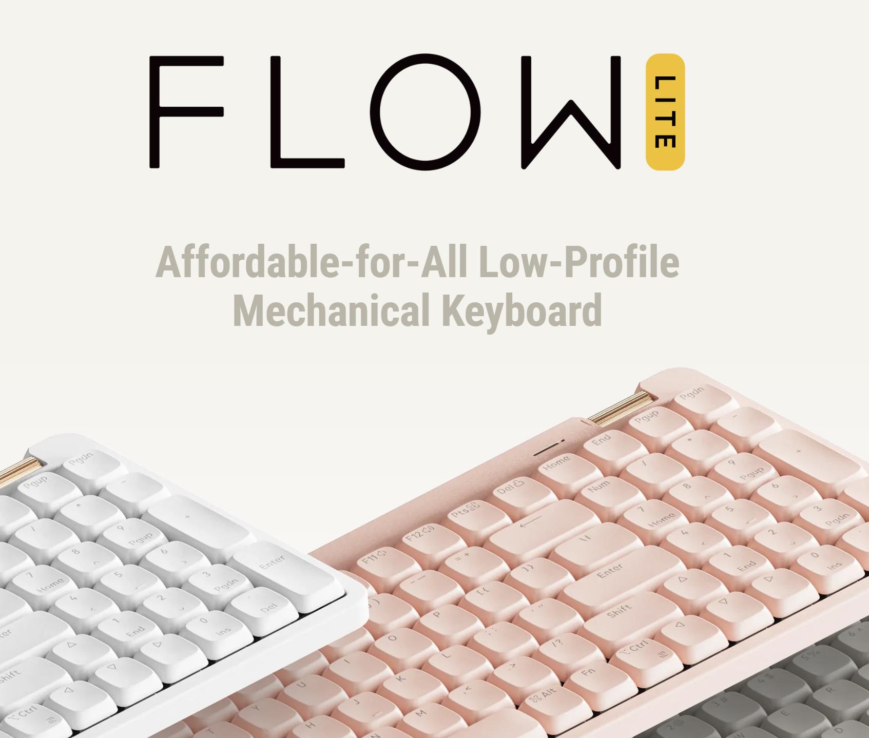 Lofree Flow Lite 100 Keys Low Profile Mechanical Keyboard Rechargeable Wireless Keyboard with 2.4G Receiver, Bluetooth and Wired Connection Specter Switches