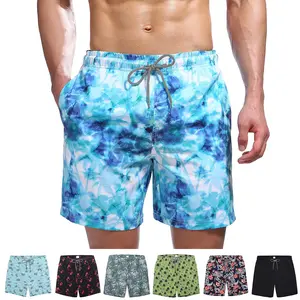 Men's Quick Dry Swim Trunks, Elastic Drawstring Waist & Side Pockets, Solid & Printed Swimwear for Beach, Pool & Vacation