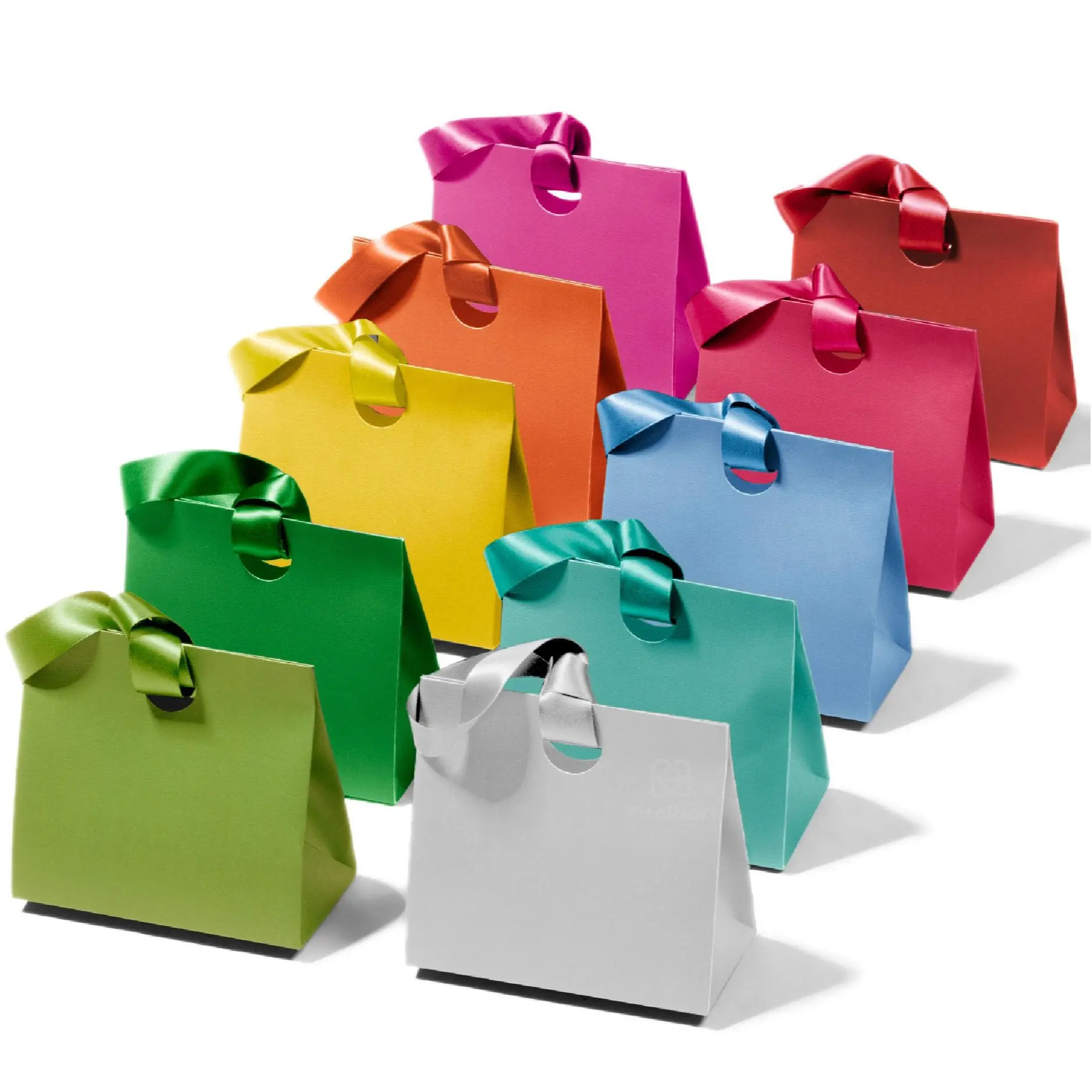 Vitalizart Unisex Reusable Paper Gift Bags Set - 10pc Mixed Colors, Multi-Size Box-Packed Assortment, Elegant Satin Handle Luxe, Wrinkle-Free, Eco-Friendly Texture, Bridal Shower Supplies, Gifts for Boyfriend, Goodie Bag Ideas