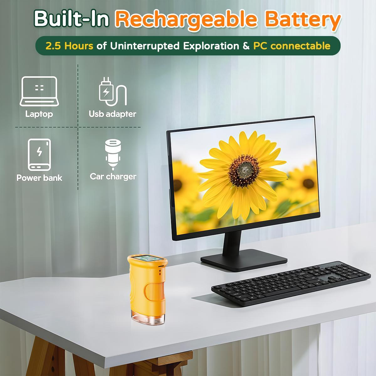 RIVGOT 4K Kids Digital Microscope, 2.0" Screen, 1000X Zoom, Rechargeable Portable Mini HD Microscope for Outdoor Exploration, Science & STEM Education, Ages 3+ RIVGOT 4K Kids Digital Microscope, 2.0" Screen, 1000X Zoom, Rechargeable Portable Mini HD Microscope for Outdoor Exploration, Science & STEM Education, Ages 3+