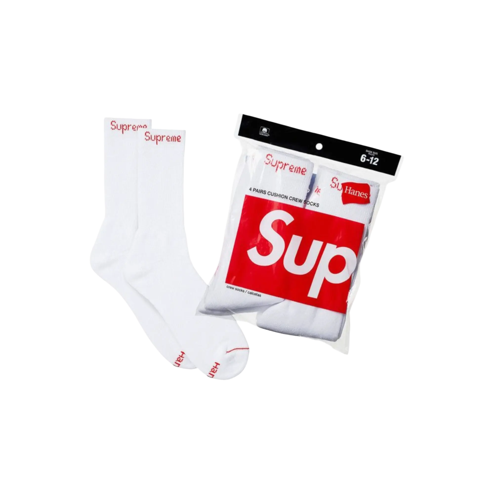 1179347 Supreme Hanes Crew Socks (4 Pack) White