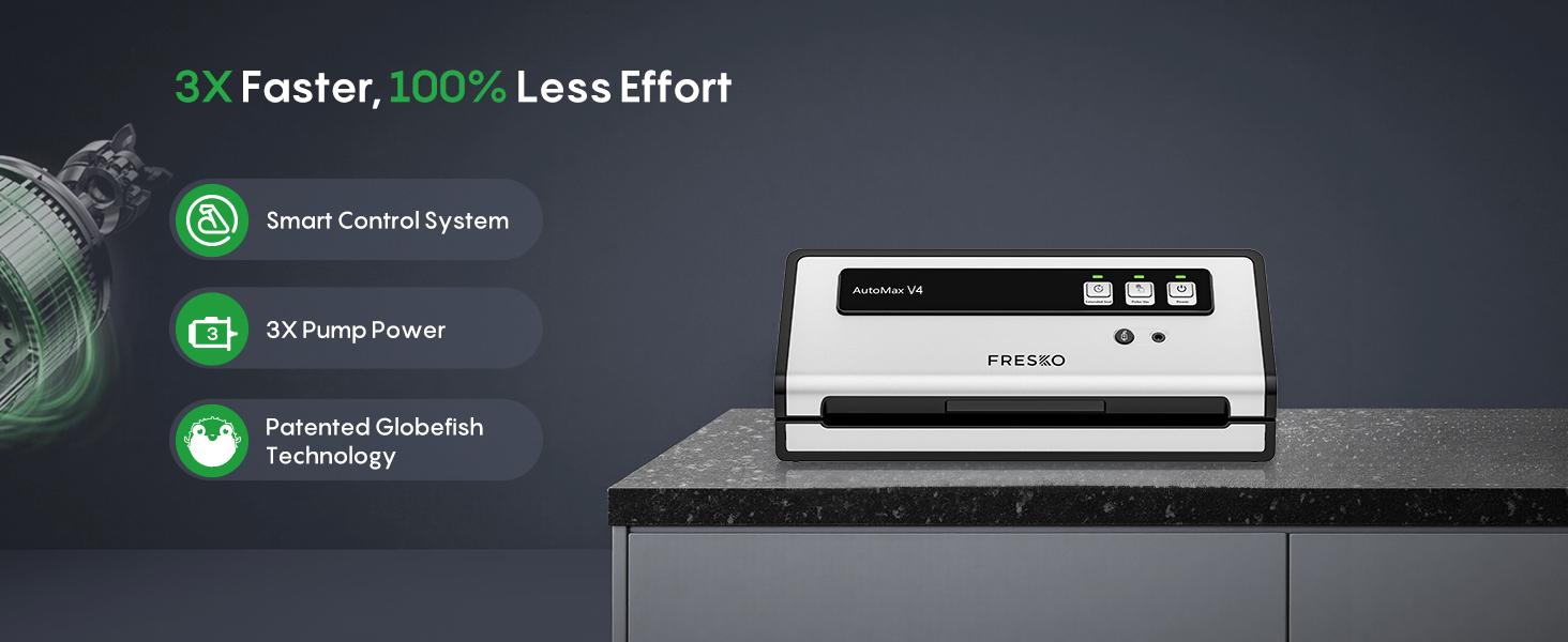 FRESKO AutoMax V4 Mason Jar Vacuum Sealer Machine, Automatic Food Sealer with Double Heat Seal, Includes Bags & Accessory Set