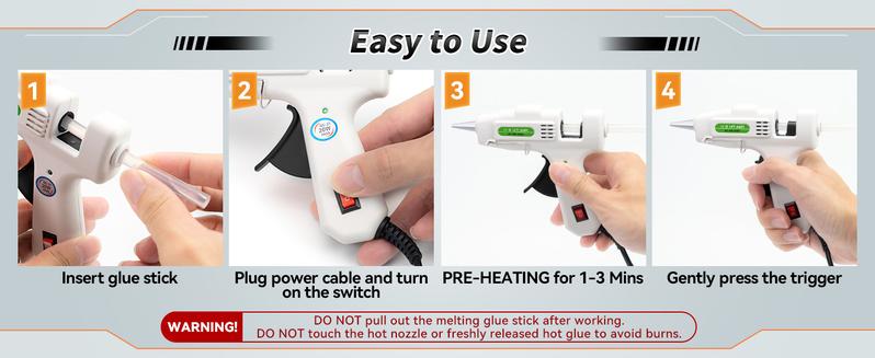 Mini Hot Glue Gun Kit with 30 Glue Sticks - Fast Preheating Hot Melt Gun, High Temp for School Crafts DIY Arts and Quick Home Repairs(White)